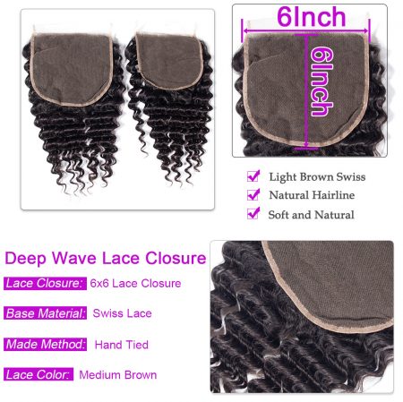 Deep wave 6x6 Lace Closure