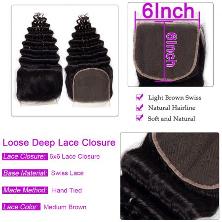 Loose Deep wave 6x6 Lace Closure