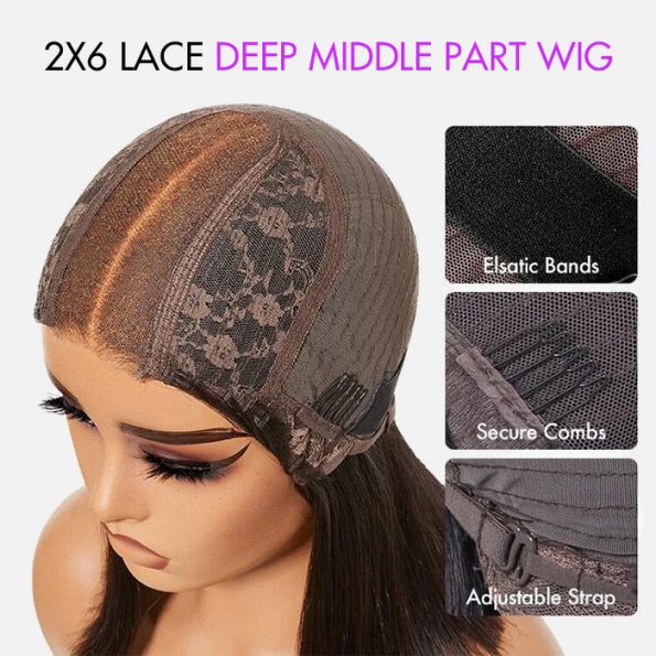 2×6 lace deep middle part wig