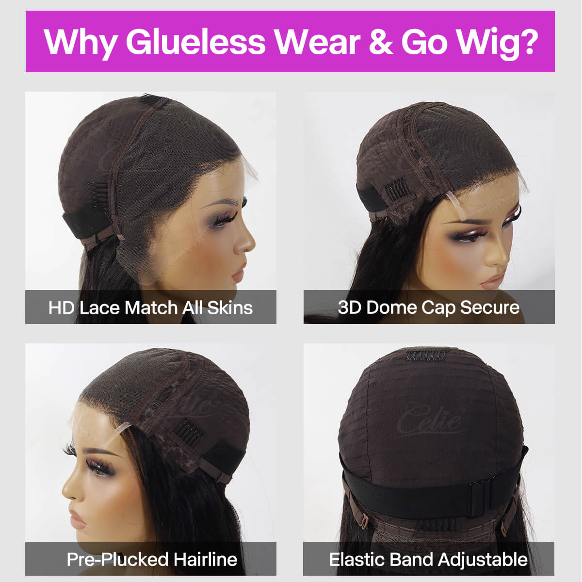 4×4 13×4 Glueless wig lace details