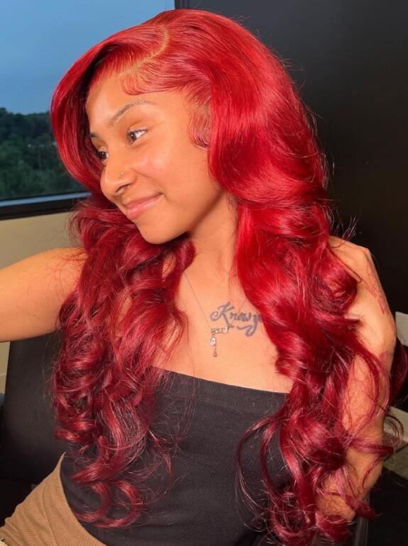 Body Wave Red Lace Front Human Hair Wigs | Celie Hair
