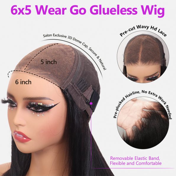 6×5 pre-cut lace wig