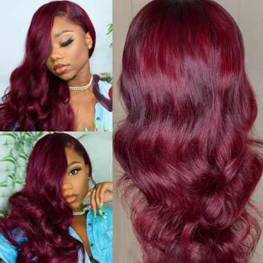 Brazilian Body Wave 5x5 Lace Closure Wigs Color 99j | Celie Hair