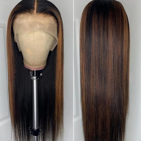 highlight straight lace front wig