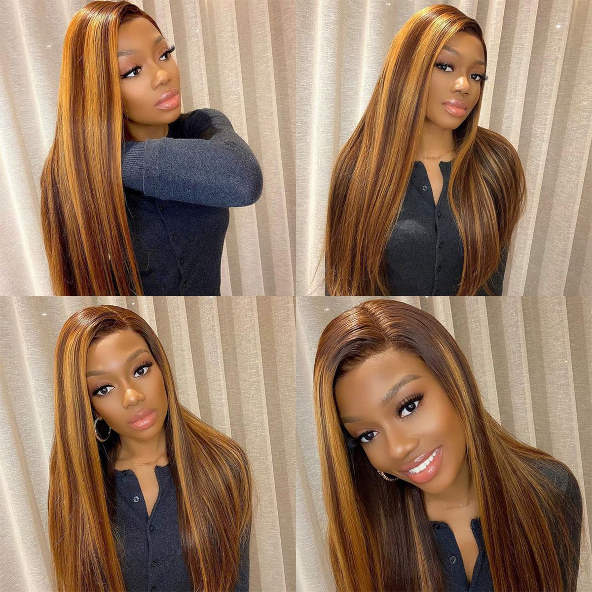 Honey Blonde straight wig 