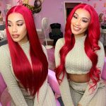 red straight wig