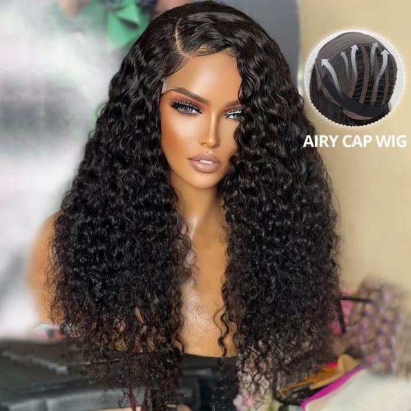 breathable air cap curly wear go glueless wig (4)