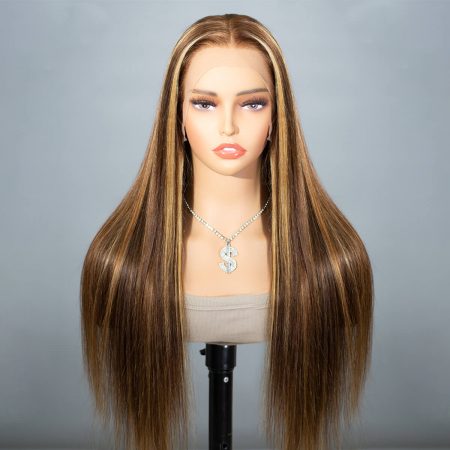 honey blonde highlight straight wig (2)