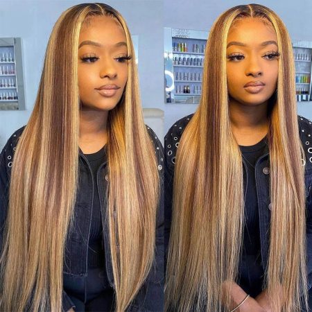 honey blonde lace font wig