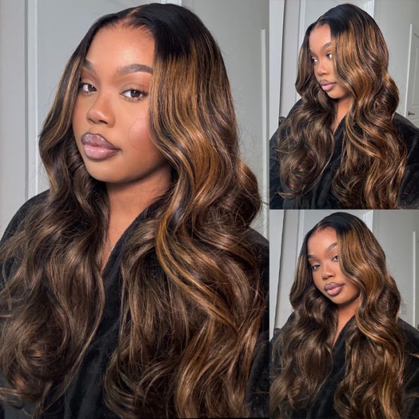 ombre highlight body wave hd lace wig