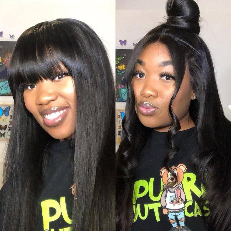 straight human hair lace wig