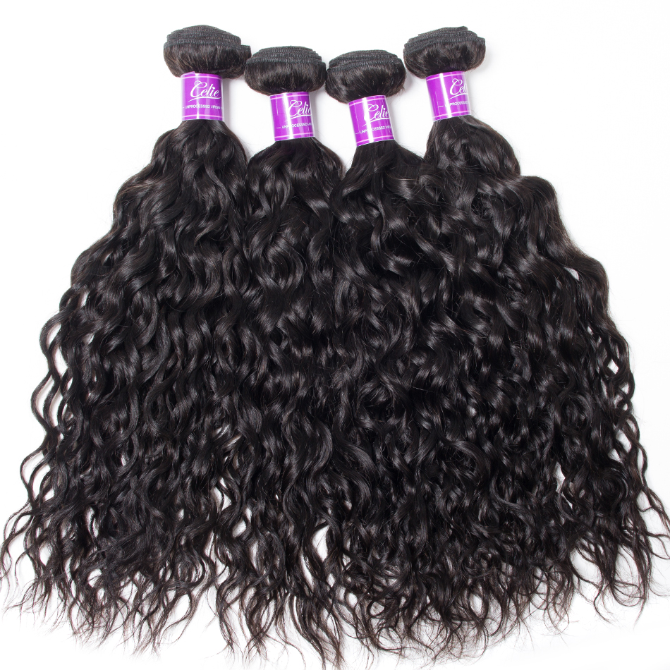 water wave Hair 4 Bundles With 6x6 Lace Closure