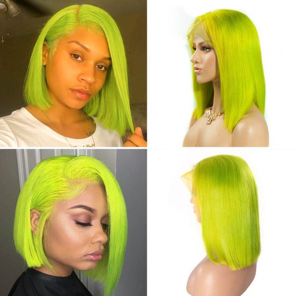 green bob wig human hair (2)