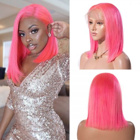 pink bob wig human hair(2)
