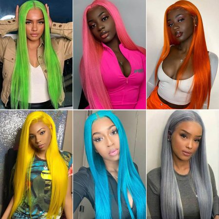 straight colored human hair wig