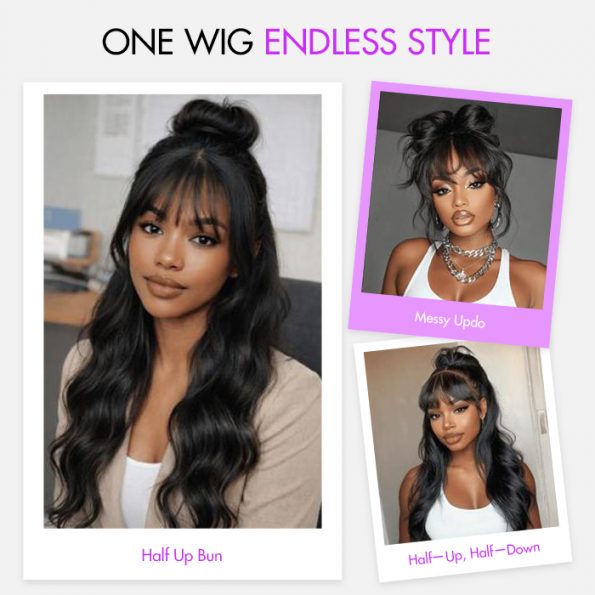 body wave wig with bangs 1 wig endless styles
