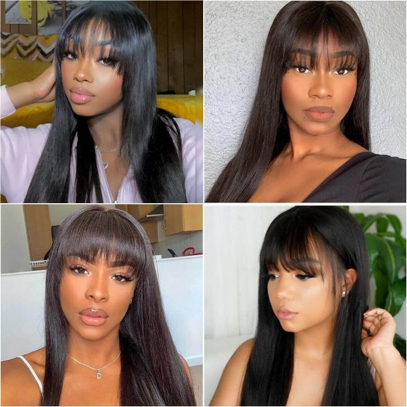 straight wigs with bang glueless