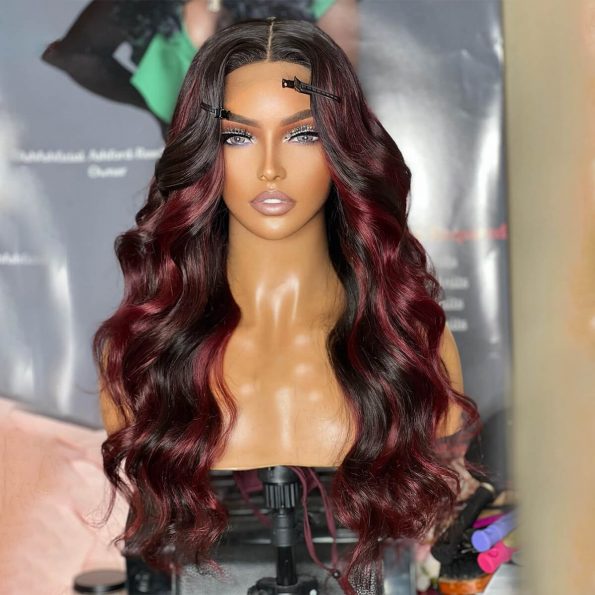 1b burgundy body wave lace front wig (3)