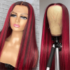red burgundy highlight straight wig