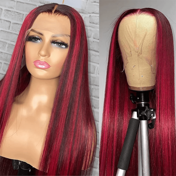 Dark Burgundy With Red Highlights straight hd lace wig (3)