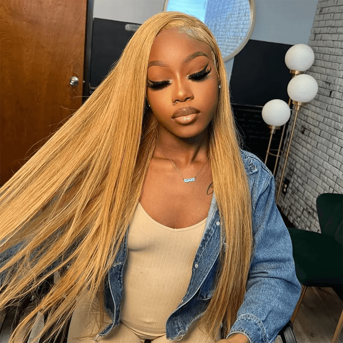 honey blonde straight lace frontal wig (5)