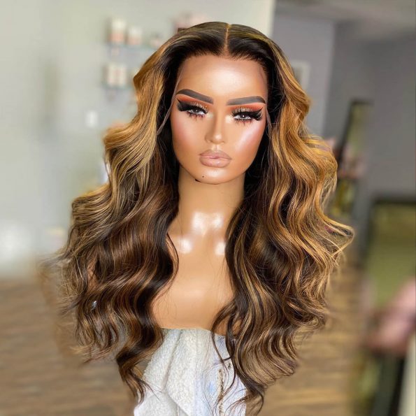 ombre highlight honey blonde body wave wig (2)