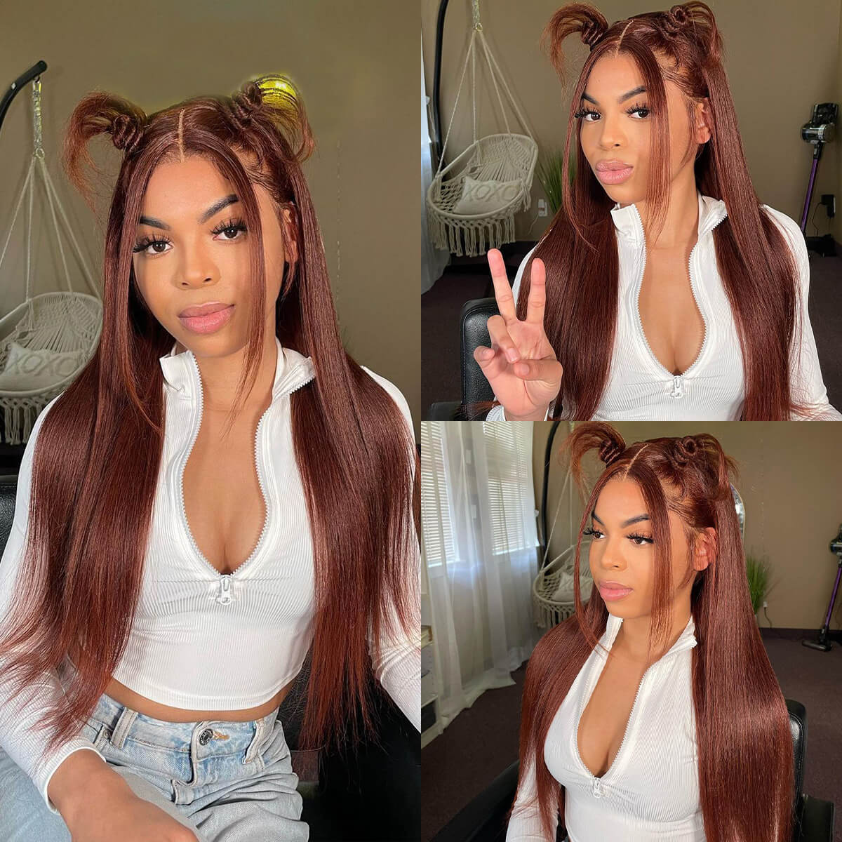 reddish brown straight hd lace wig