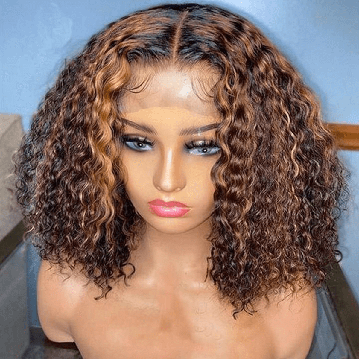 honey blonde curly bob wig (3)