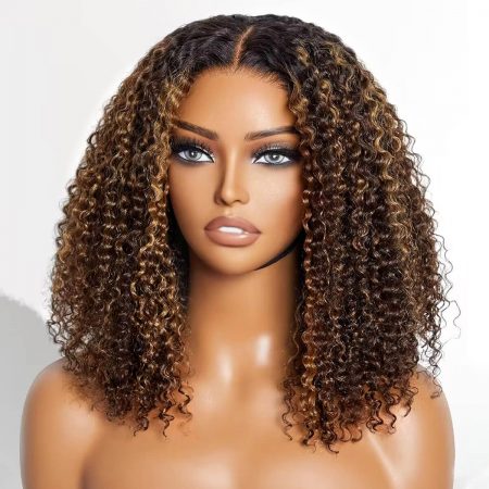 ombre highlight curly bob wig glueless (1)