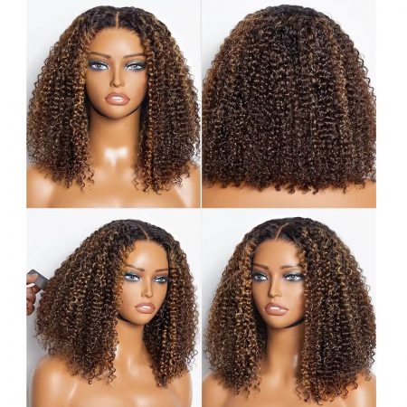 ombre highlight curly bob wig glueless (2)