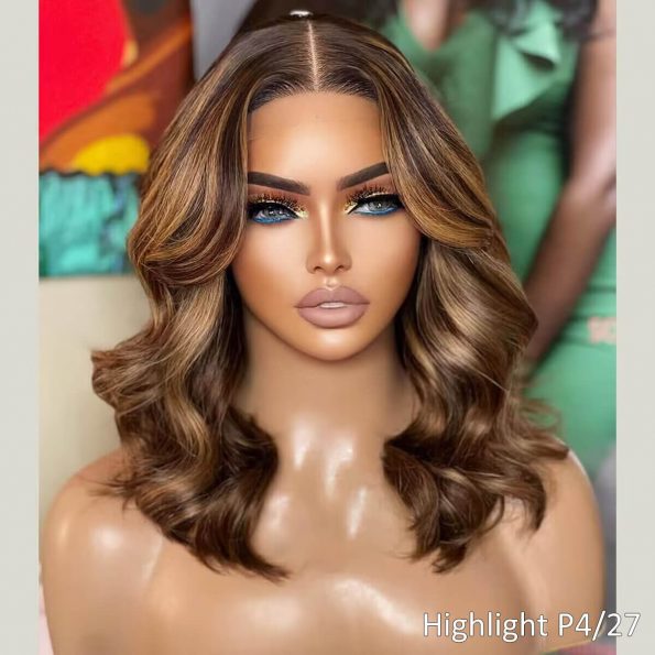 honey blonde highlight glueless wig (1)