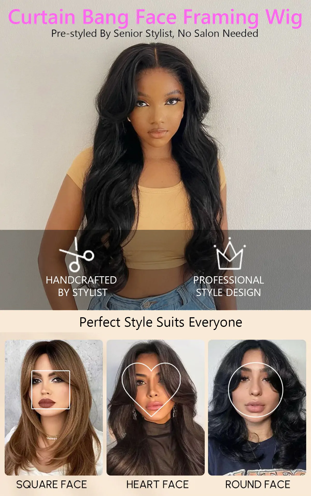 curtain bang wig design