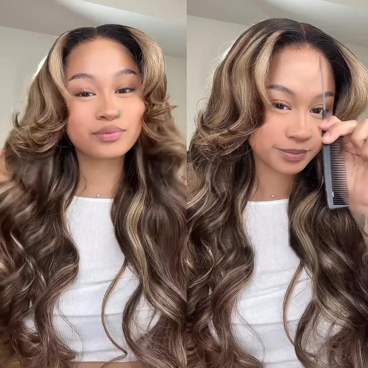 ombre honey blonde highlight glueless wig