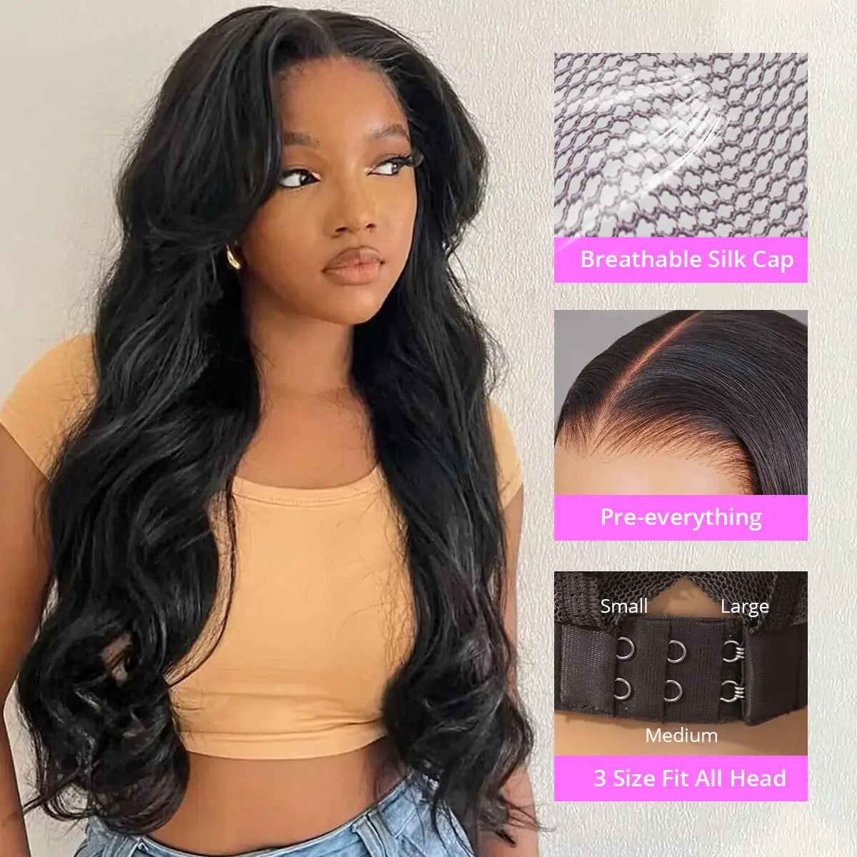 snug fit body wave glueless wig