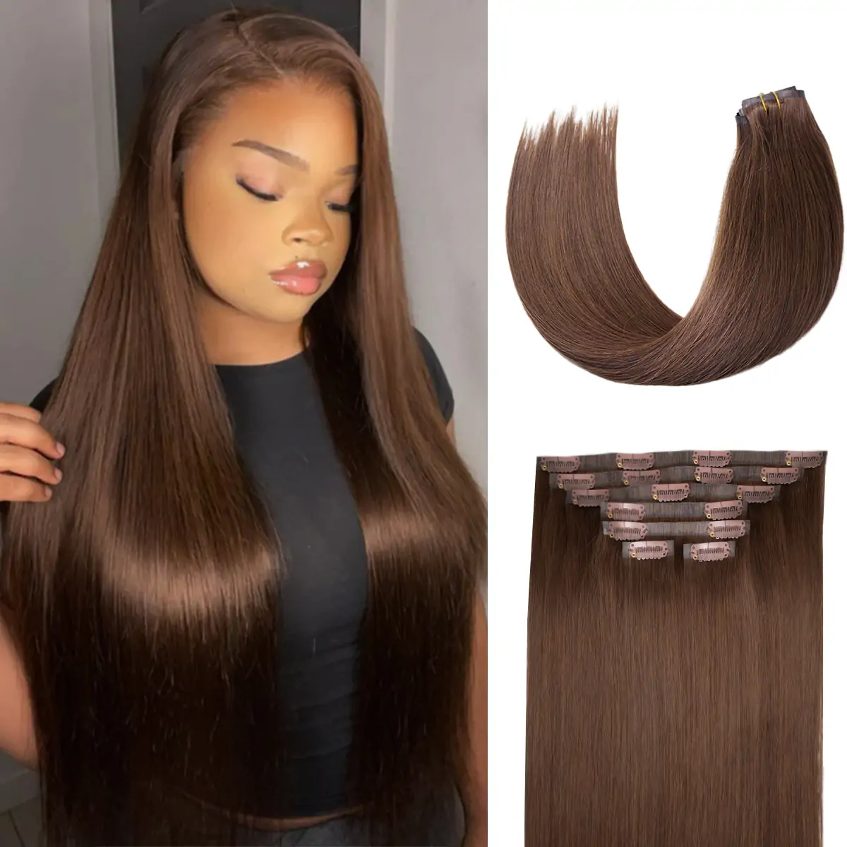 brown hair clip in hair extension