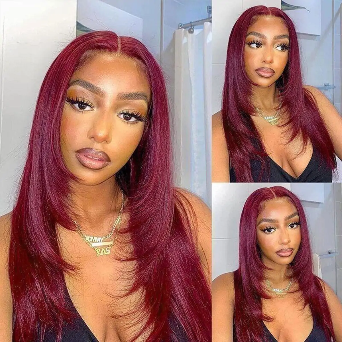 99j burgundy layer cut straight wig (1)