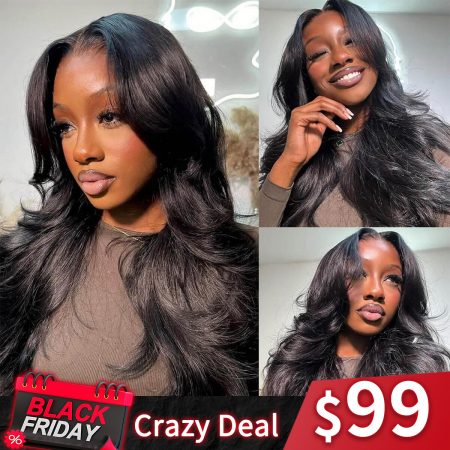 black friday crazy sale face framing curtain bang body wave wig