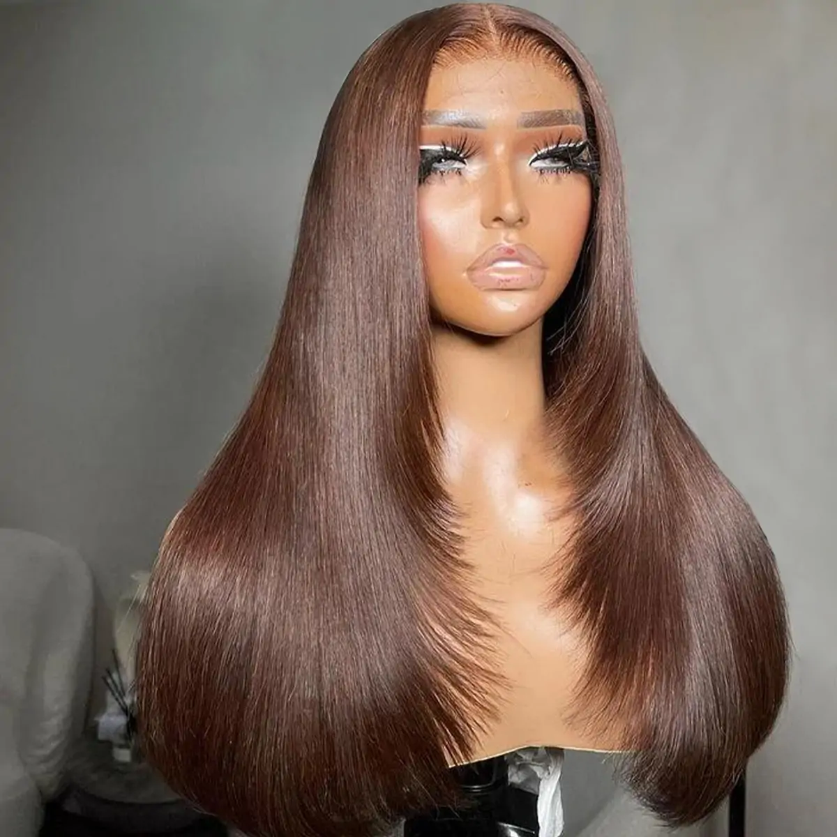 dark brown layer cut glueless wig (1)