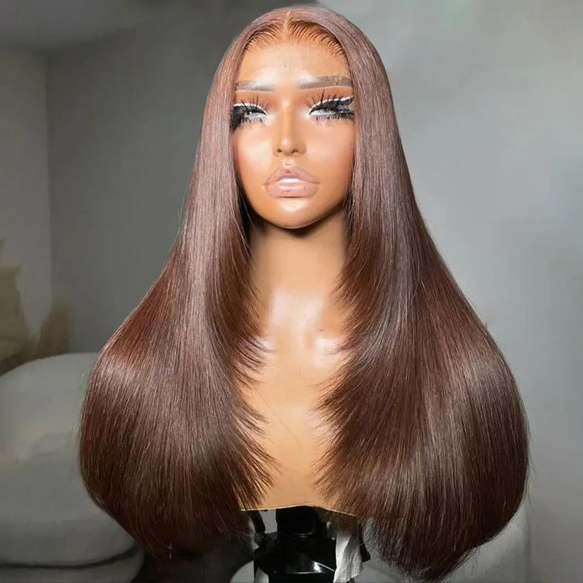 dark brown layer cut glueless wig (2)