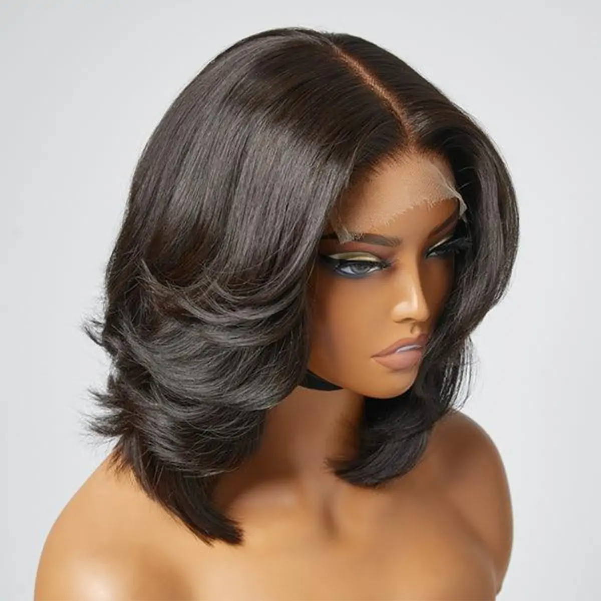 super double drawn straight bob wig with layer (1)