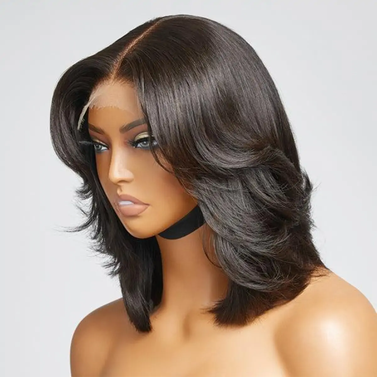 super double drawn straight bob wig with layer (2)