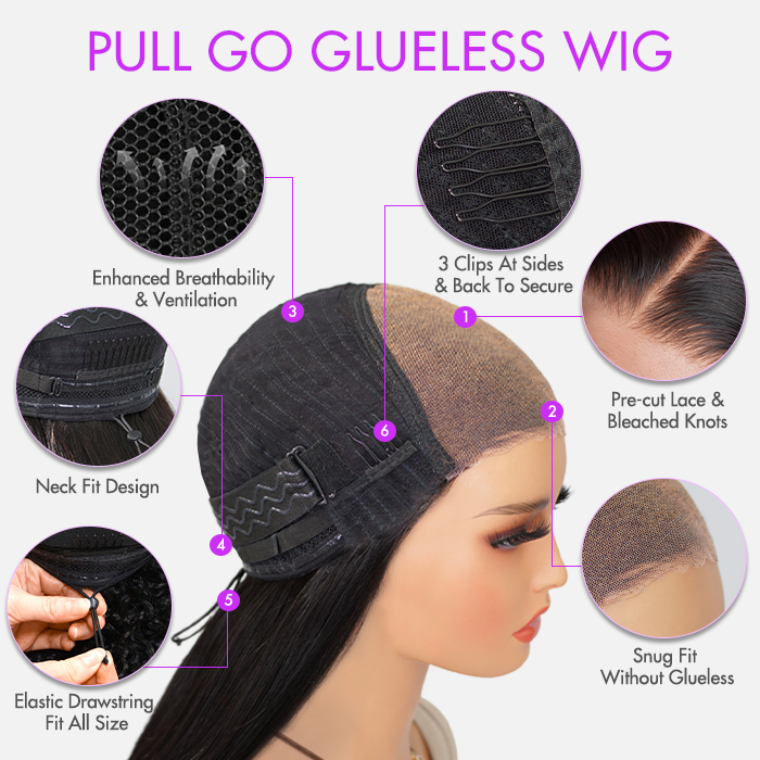 pull go glueless wig
