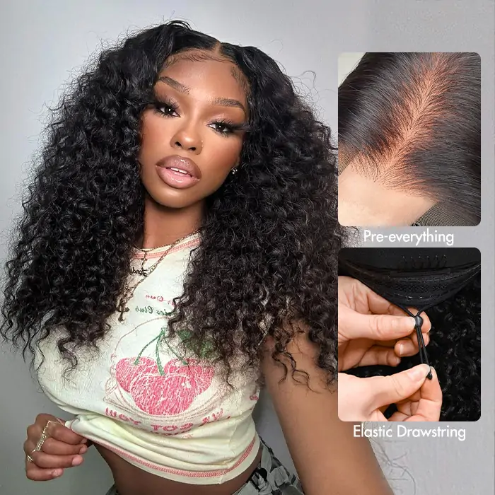 pull go mid length deep curly wig