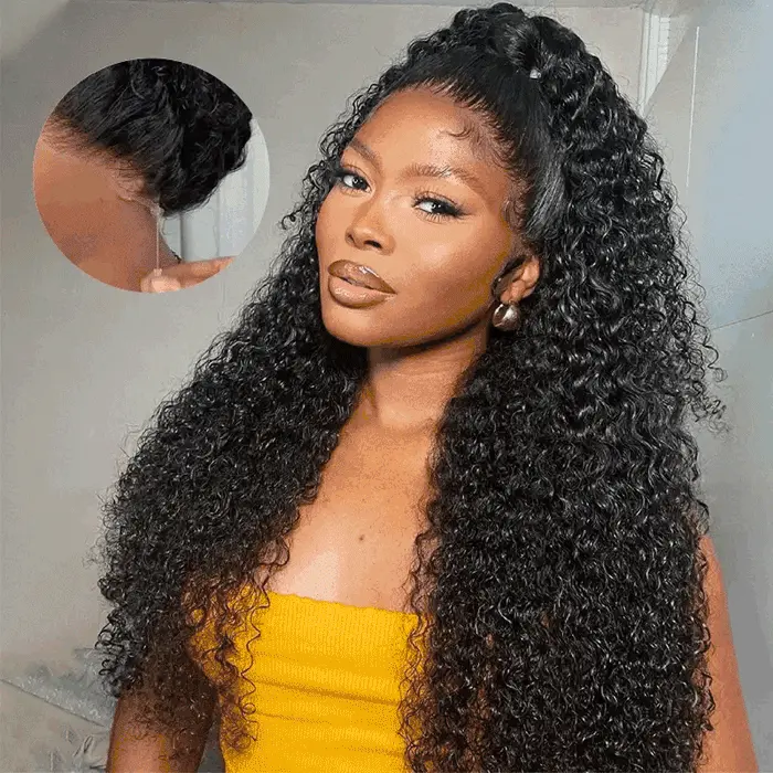360 drawstring glueless wig curly hair