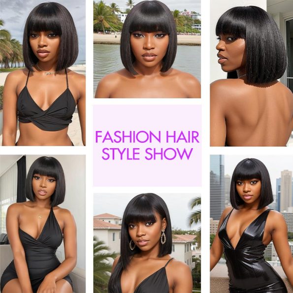 bob wig with bang customer shows