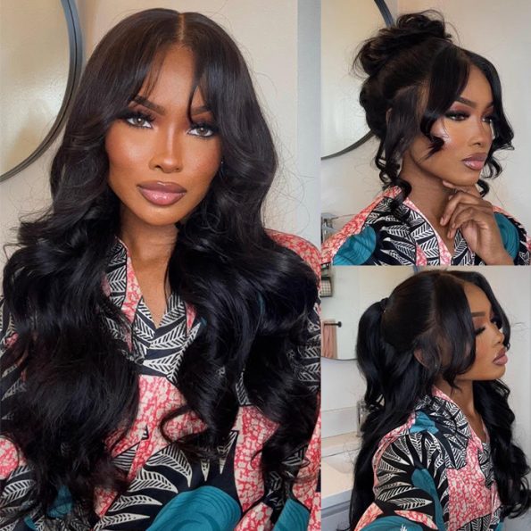 curtain bang body wave wig