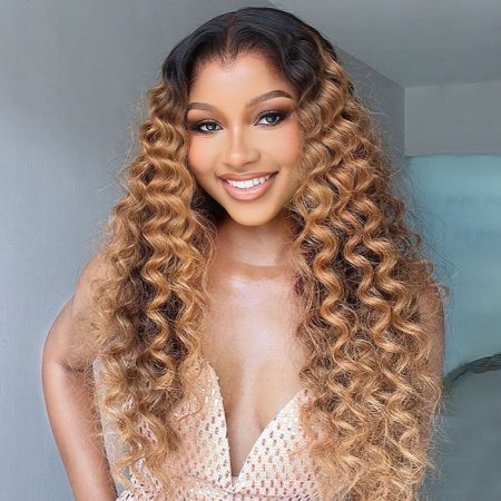 ombre honey blonde loode deep wave wig (2)
