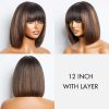 yaki straight bob wig with bang highlight