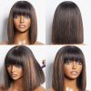 yaki straight bob wig with bang highlight