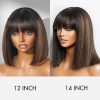 yaki straight bob wig with bang highlight